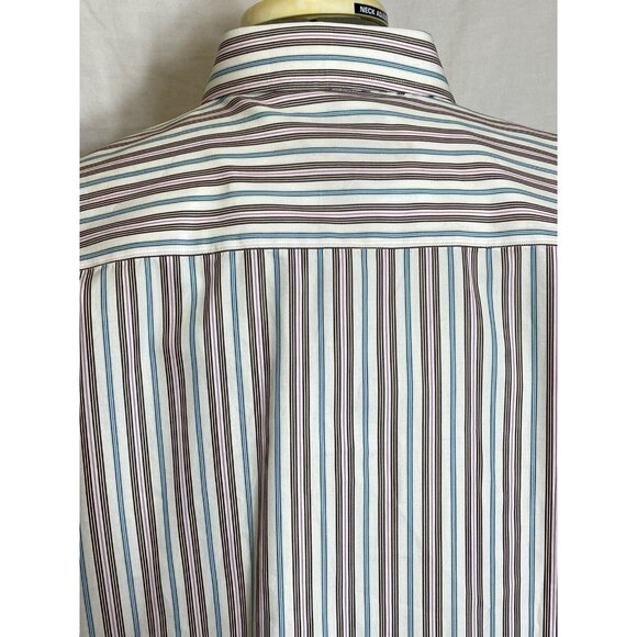 Robert Graham Men's Shirt 2XL Flip Cuff Striped Embroidered Turquoise - Picture 6 of 16